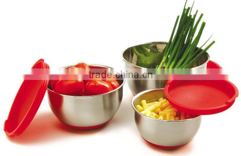 2016 Hot sale 3pcs Stainless Steel Non-Slip Mixing Bowl