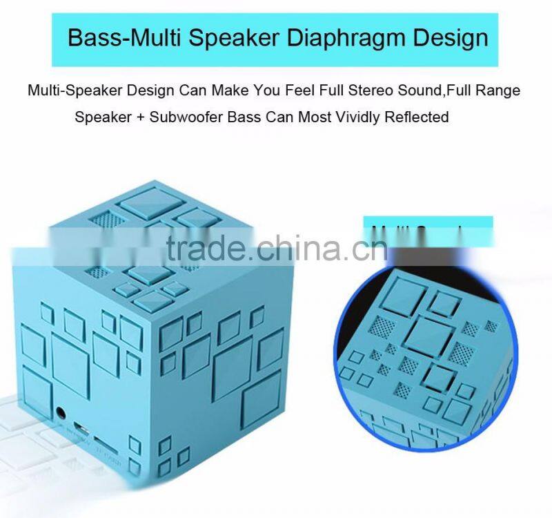 Mini Portable Q+ LED Bluetooth Speaker Square Subwoofer Speakers with Mic TF FM Radio Sound Box Boombox For Phone MP3 Player