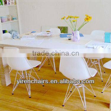 Furniture wooden furnitue plastic seat with solid wood legs reading chair