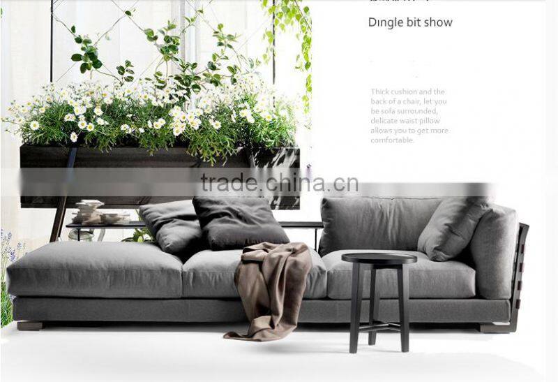 Bali Leather side high quality cotton and line fabric solid wood construction feather sofa set