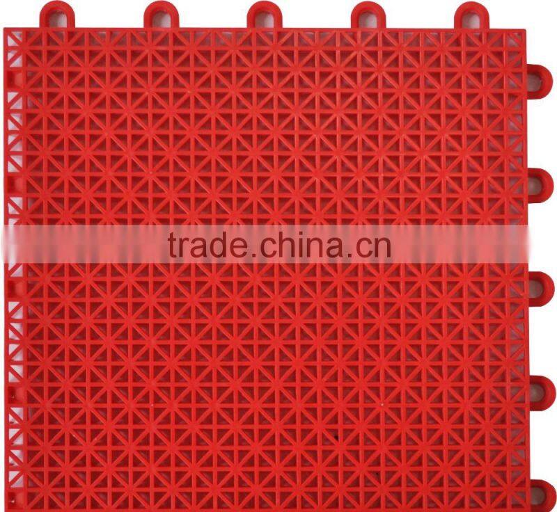 single layer interlocking plastic sport court flooring with cross shape