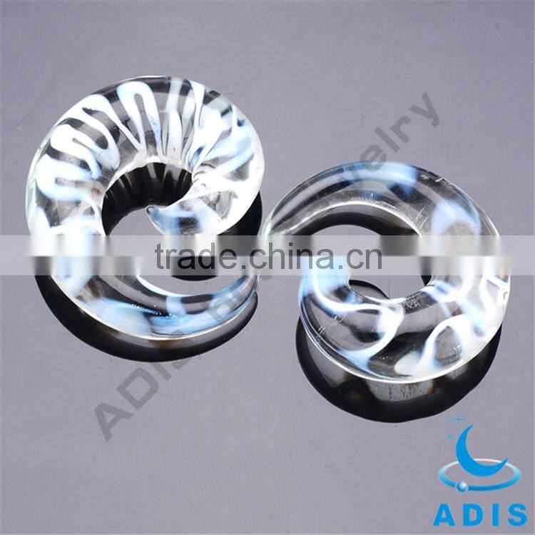 Charming design wholesale custom clear ear spiral glass plug