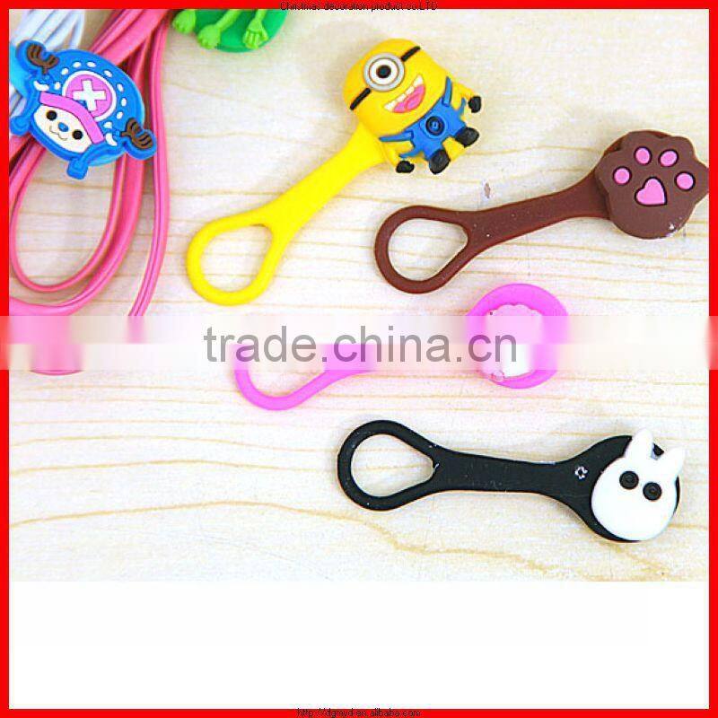 Fashion cable winder for earphone,unique design cute silicone bobbin winder