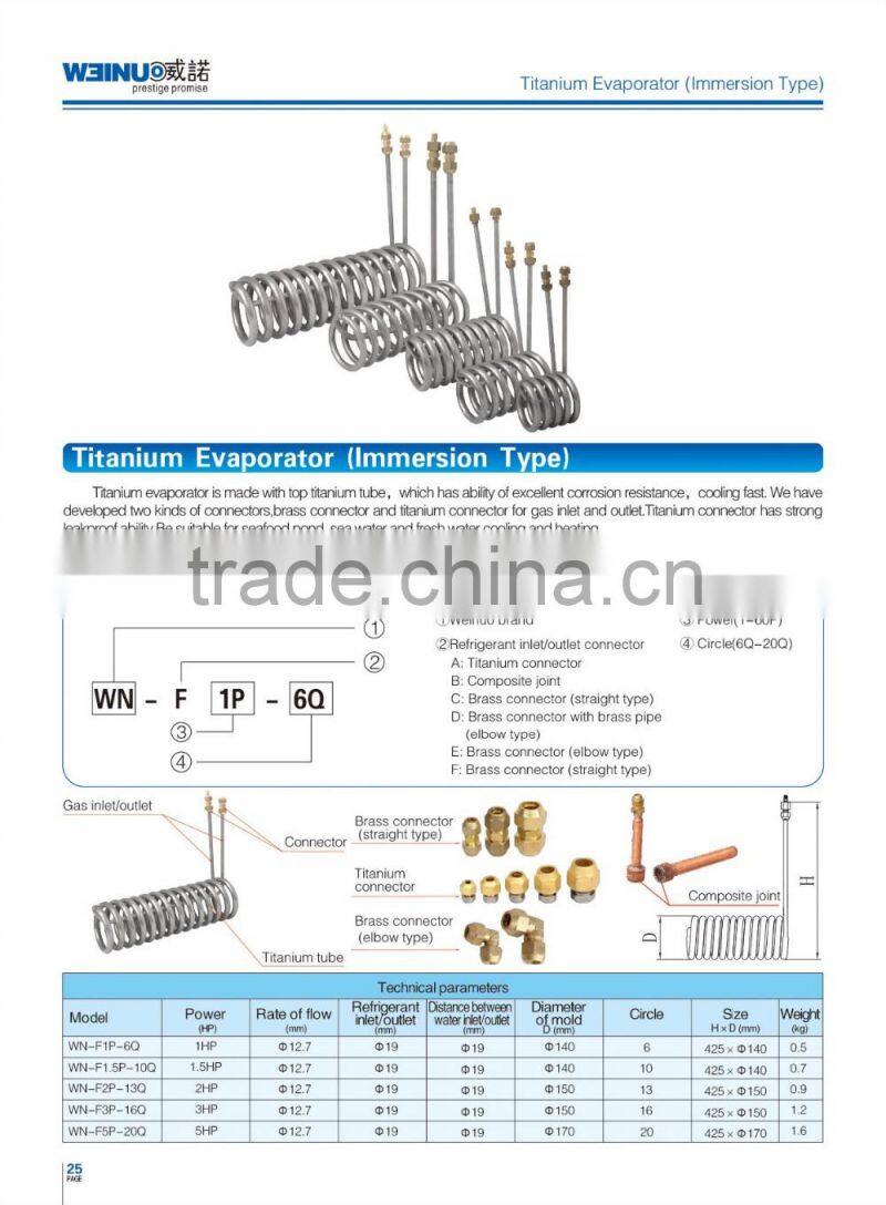 5HP WN-F5P-20Q titanium evaporator (immersion type)