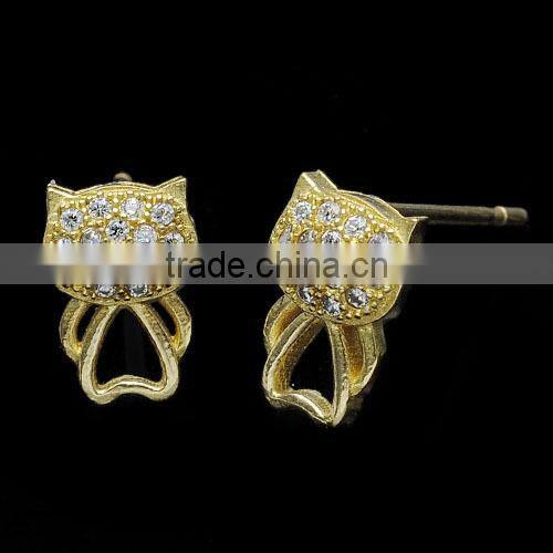 P10072 2015 new deisgners wholesale fashion 24k gold hello kitty earrings stud