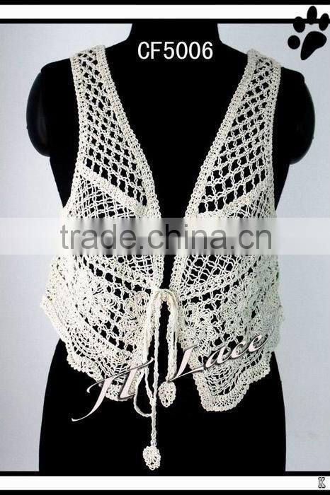 New Design Garment Embroidery Cotton Lace Vest