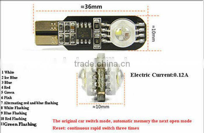 Multi-Color Strobe Lights T10 LED flash RGB Interior Lights Dashboard Lamps