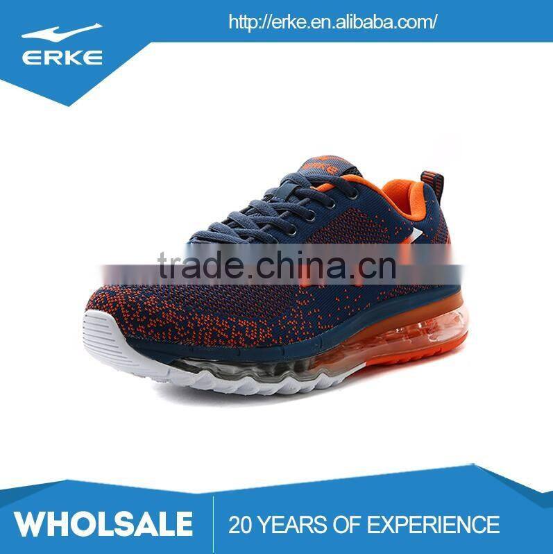 ERKE wholesale dropshipping hot sales breathable flyknit mesh black grey blue fashion brand mens air running shoes