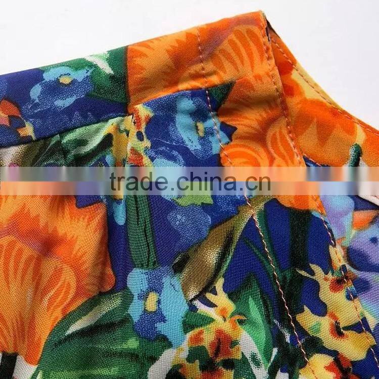 L044 Romper Women Playsuit 2016 Hot Sexy Floral Printed Sleeve Playsuit Wholesale
