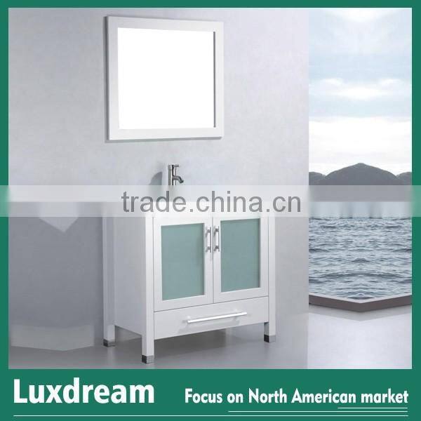 Solid wood freestanding bathroom vanity with froste glass door