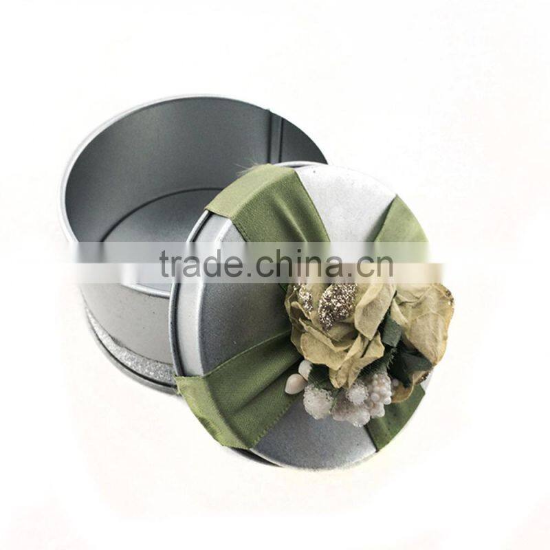 Dongguan hot selling gift/jewelry tin box with ribbon