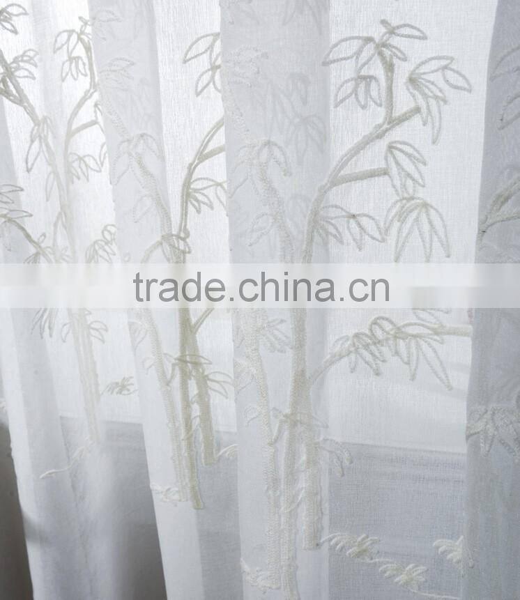 Chinese style 100% polyester embroidered with bamboo sheer fabric