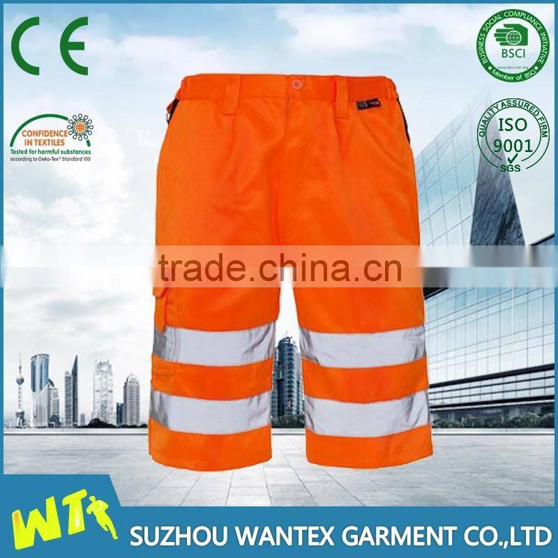EN20471 safety short pants safety reflective trousers working pants mens polyester pant trousers