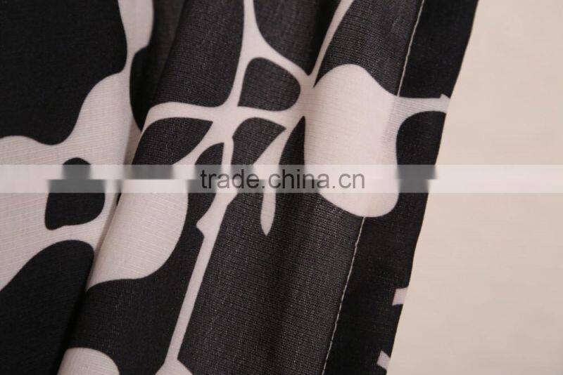 T/C Polyester and Cotton Freehand Drawing Flower Printed Curtain Panel Drapes Drapery