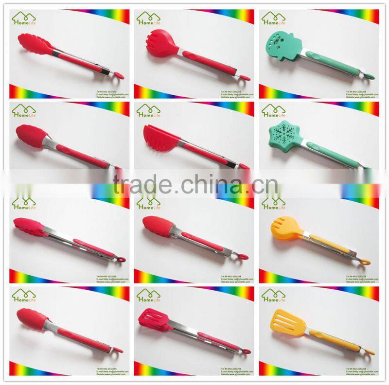 Kitchen Accessory Stainless Steel Handle Nylon Food Tong