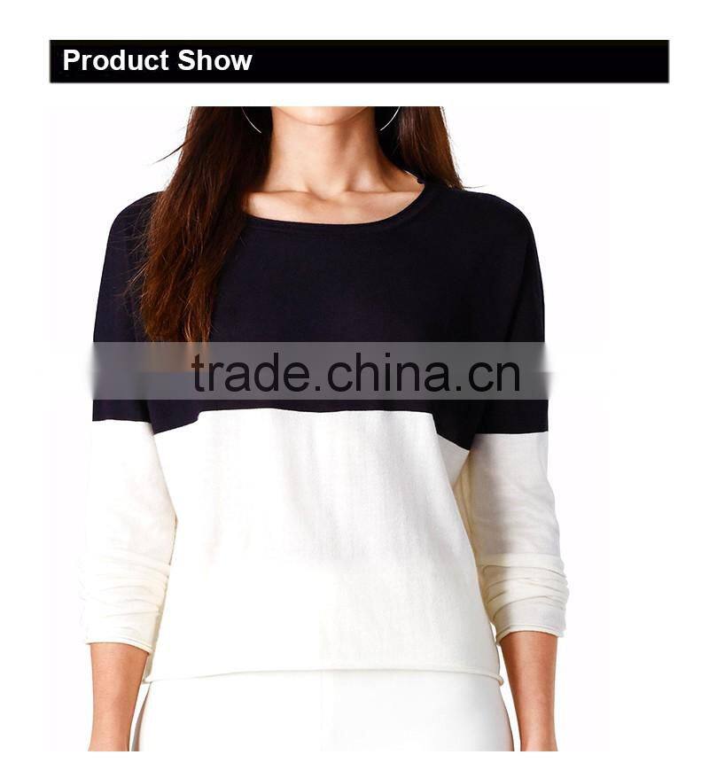 16FZCAS08 contrast colour cashmere sweater women