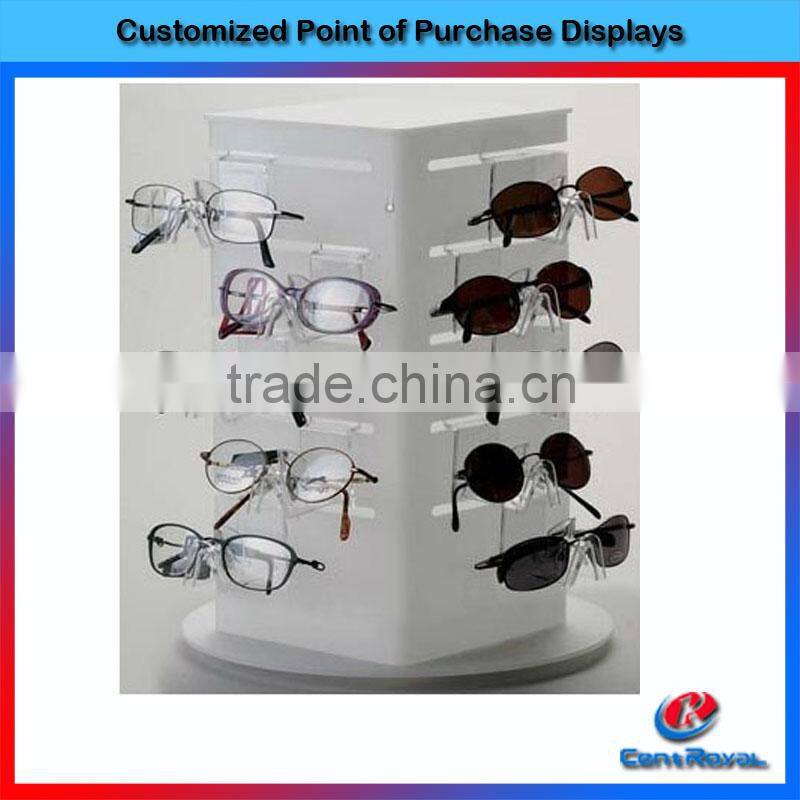 Custom rotating acrylic sunglasses show rack