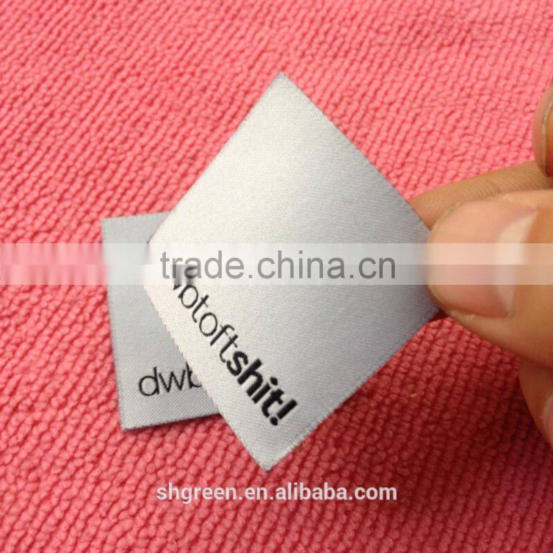 OEM soft taffeta woven label,sewn on garment label