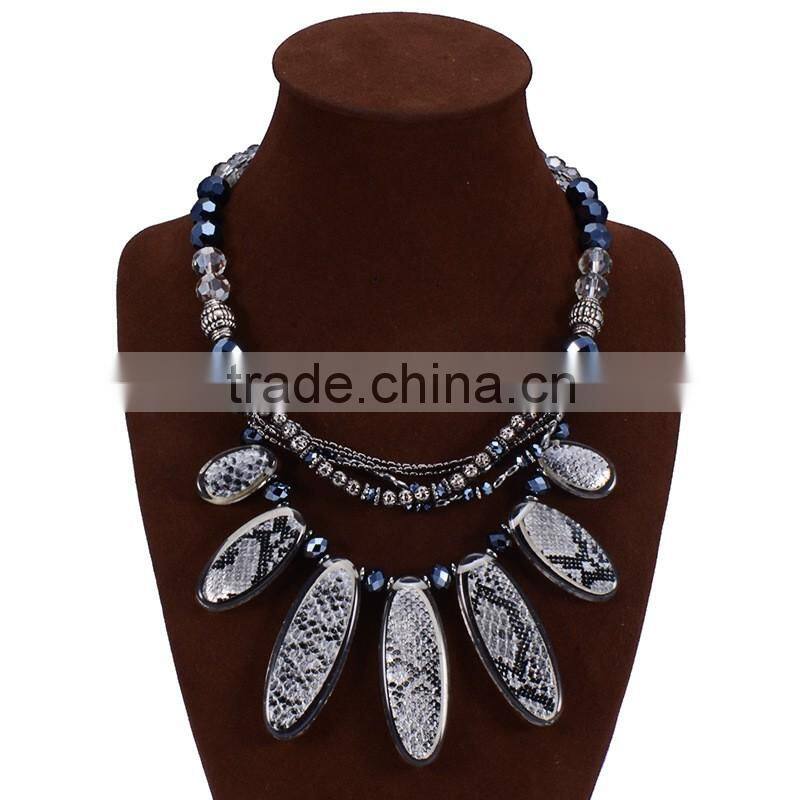 2016 summer latest europe brand snake charm necklace with crystal beads collar jewelry