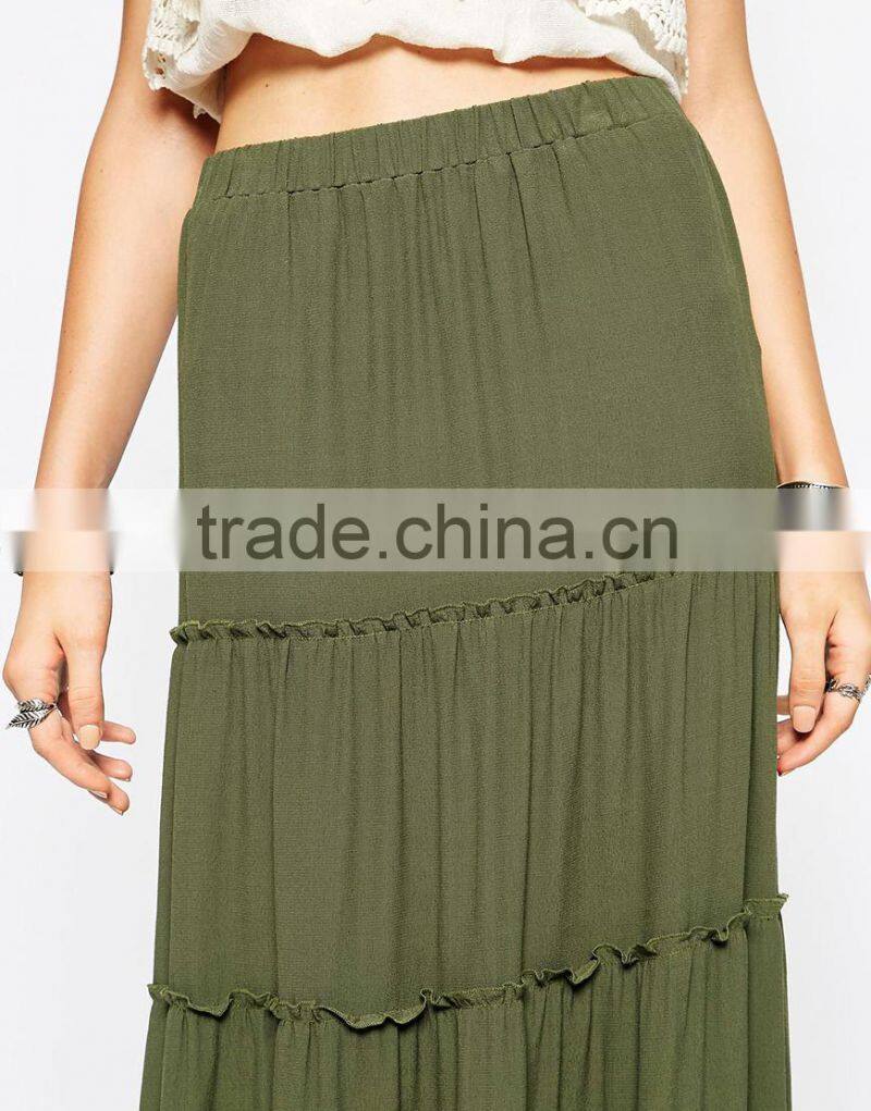 girls soft rayon long skirt Tiered Maxi Skirt layered long skirt