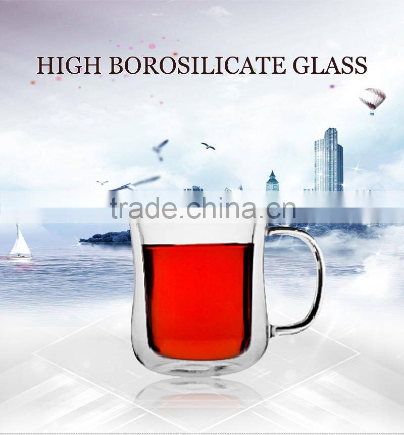 China supplier clear glass double wall mug