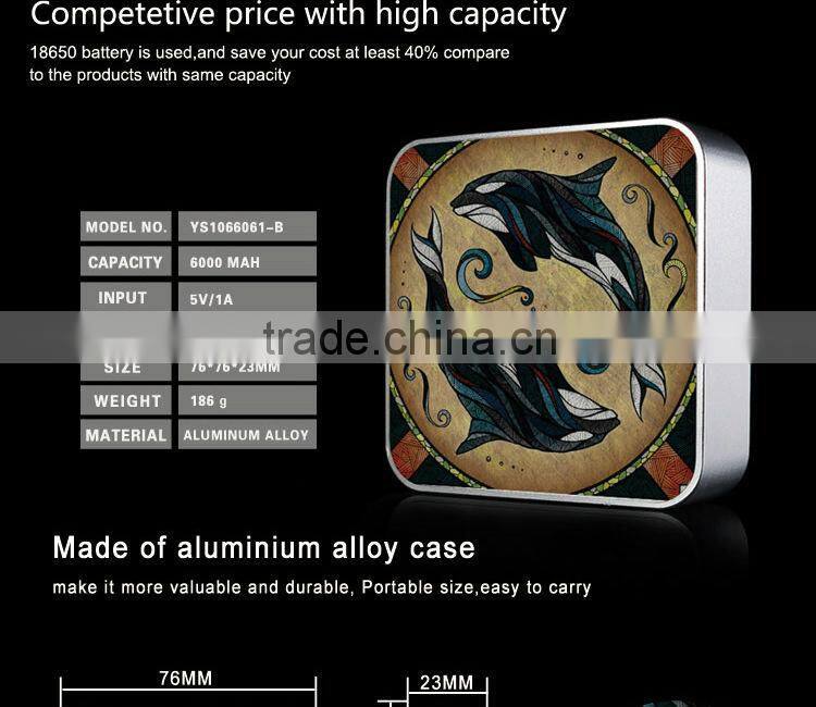 2015 hot sale digital power indicate magic square power bank 6000mah