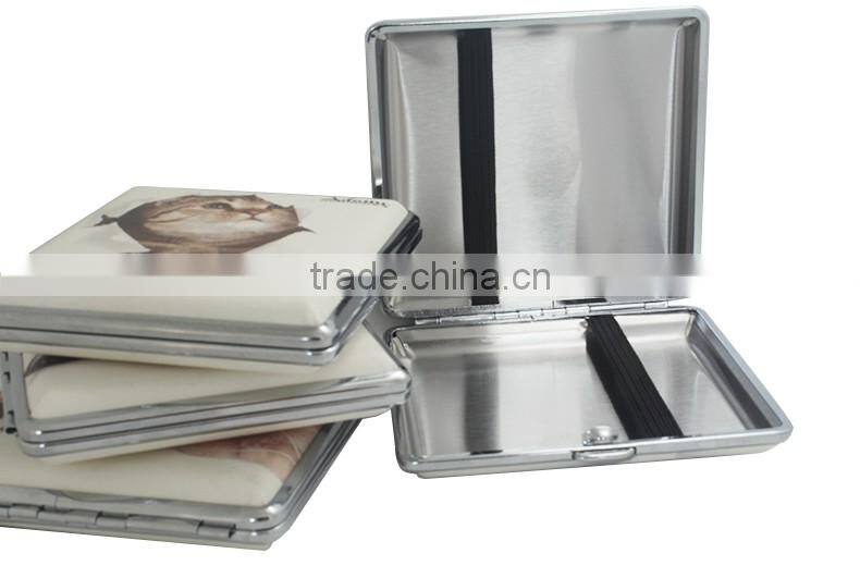 smooth pu Leather Pocket Cigarette Tobacco Case Box Holder Dog/cat design Wb-22