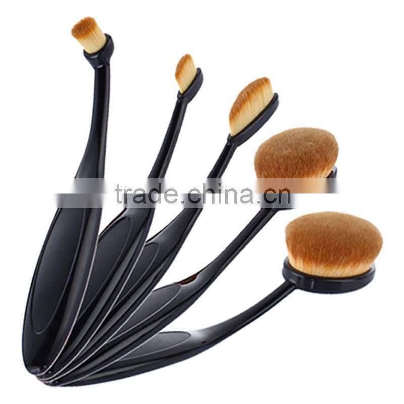 Hot selling Toothbrush shape BB cream fundation oval makeup brushes for 5pcs