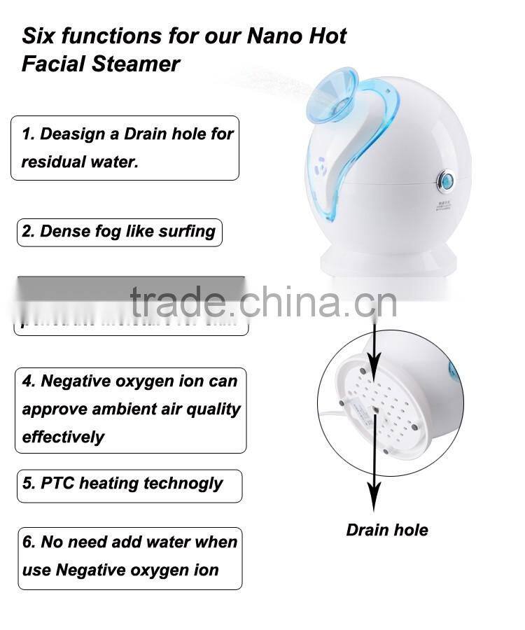 Factory price cute looking protable electric negative ion facial steamer for home use