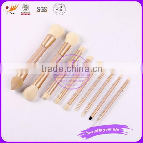 Fashionable 9 pcs double end makeup brush set