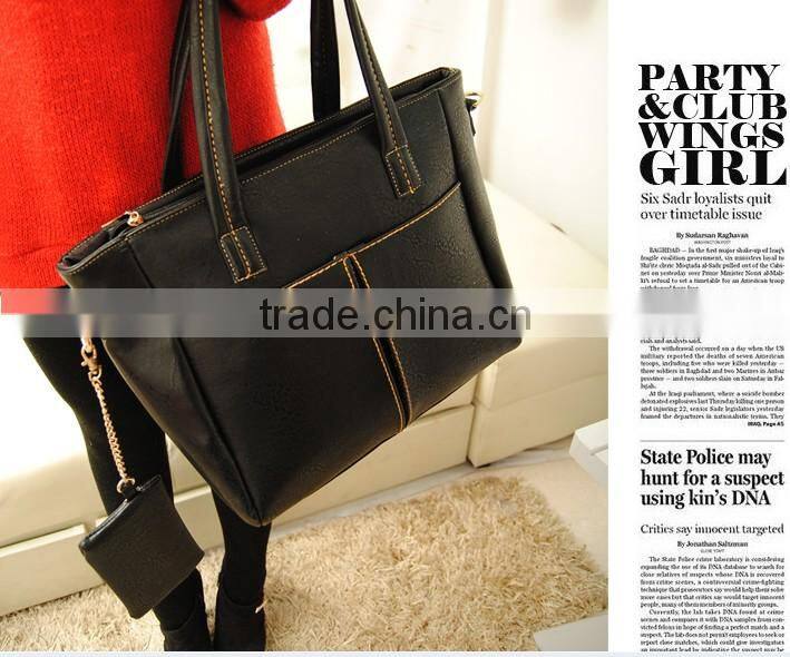 Guangzhou Market Hot Sell Black Women's Handbag With Small Purse