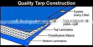 poly tarps with four corner reinforcement and eyelet plastic raw material
