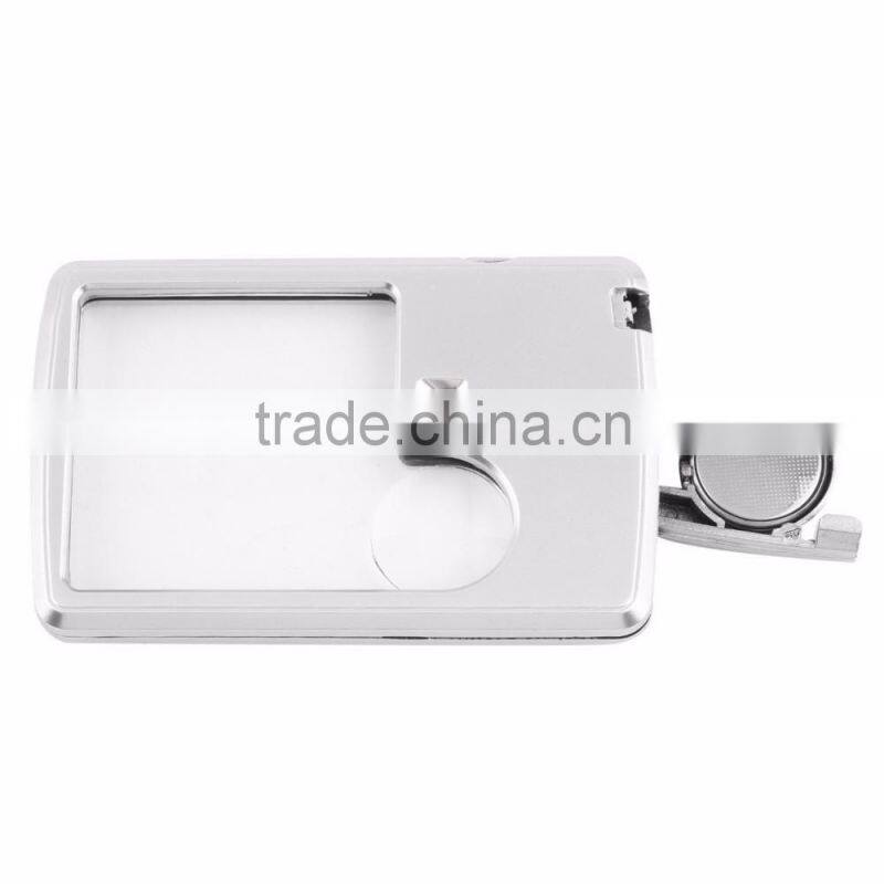Credit Card 88*57*9mm Led Magnifier loupe with light Leather Case Brand New magnifying glass lupa lupa com luz lupa deaumento