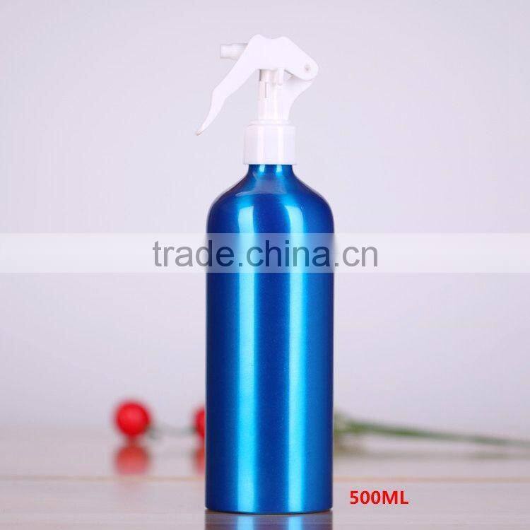 2017 Wholesale 30ml-500ml blue aluminum perfume bottle trigger spray aluminum bottle for cosmetic packaging