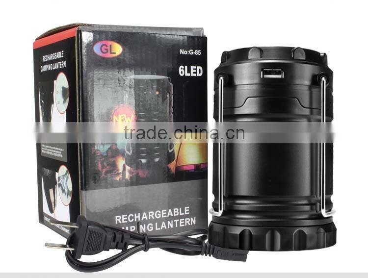6 led camping lantern rechargeable solar power led camping lantern