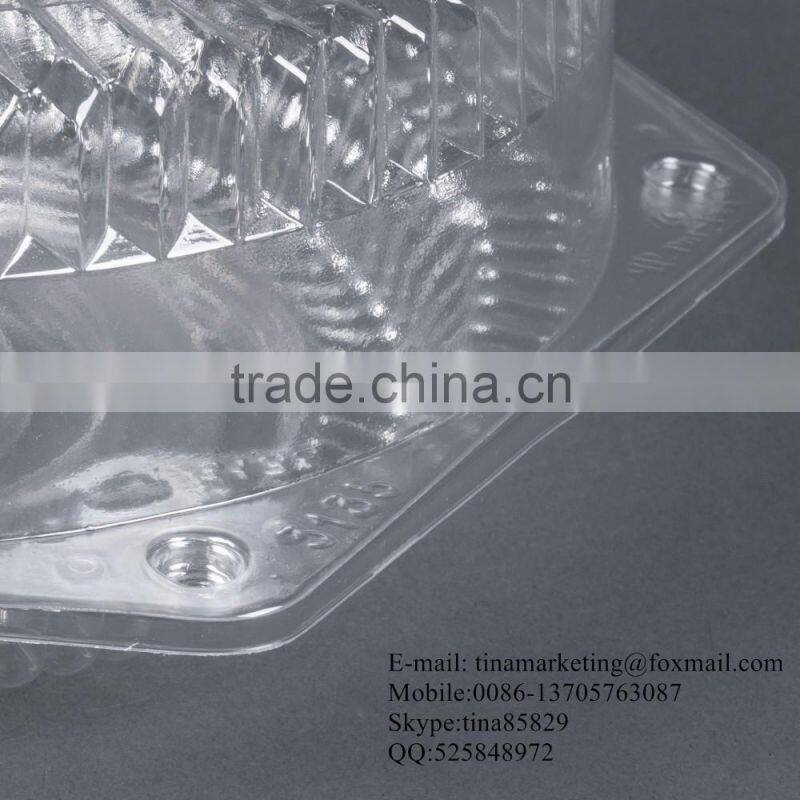 10" Hinged OPS Plastic Deep Pie Container, Plastic Clamshell Round Hinged Cake Container