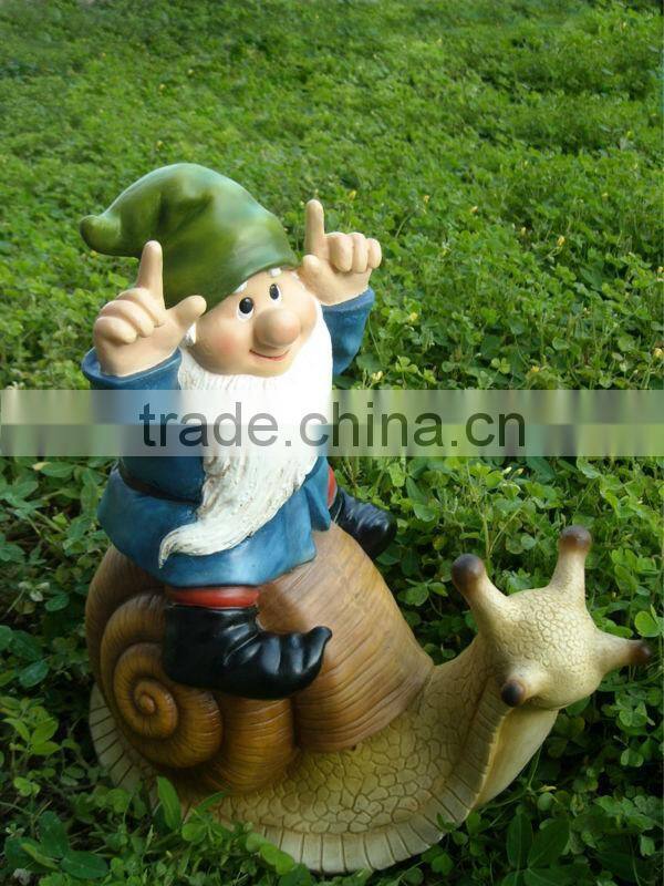 Handmade High Quality Resin Unique Riding Snail Garden Gnome