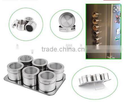 Amazon Hot Selling 9 Pieces Stainless Steel Magnetic Spice Container