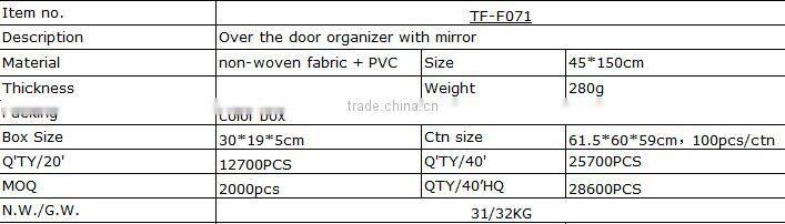 Over the door organizer with mirror/hanging organizer with mirror