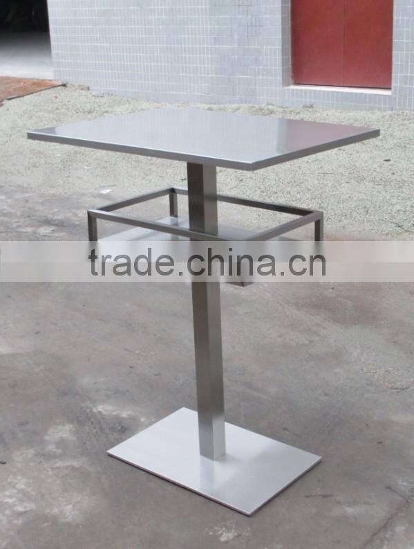 high quality brushed stainless steel cocktail bar table double layer LQ- BT204B