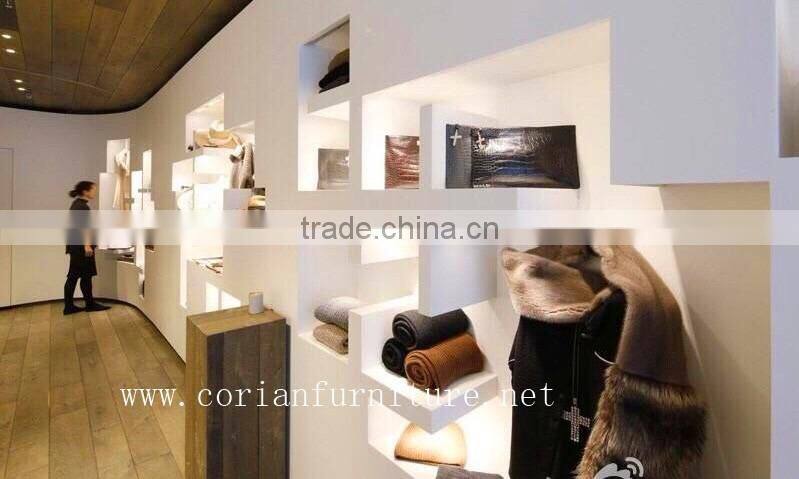 Acrylic solid surface corian modular designed shop display furniture