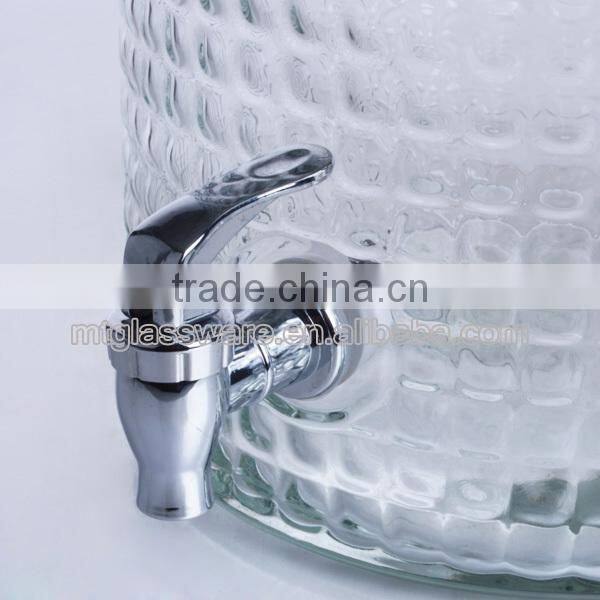 Large capacity machine made glass juice beverage water dispenser with silver tap