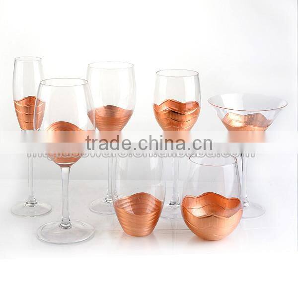 high quality cooper charger wine glasses set for dinner