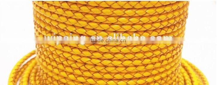 colorful real leather handmade weave lanyard / round leather rope