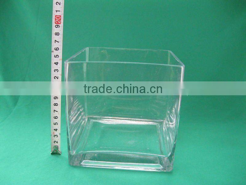 large square glass vase,hand-made glass vase,square glass flower vase,glassware