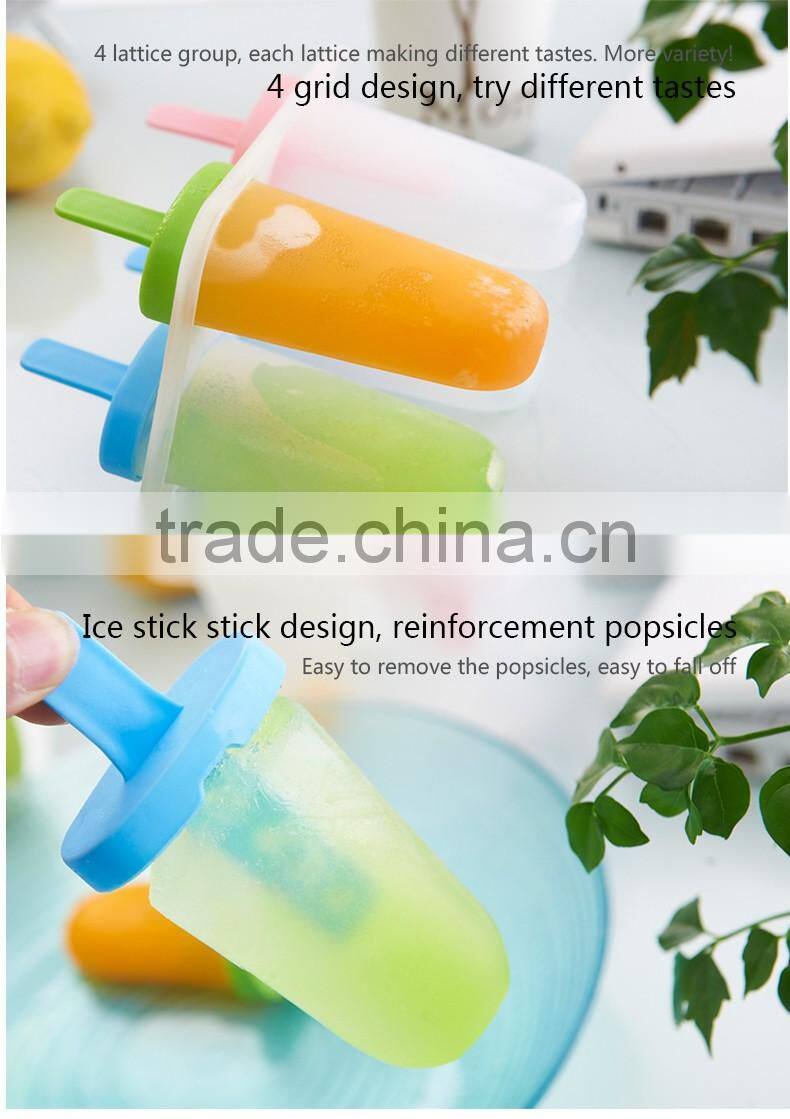 Set of 4 plastic ice cream stick mould ice mold with handle ice cube machine