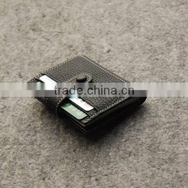 Litchi Stria Factory Direct Wholesale Leather Card Holder Customize Cards Bag with Buckle