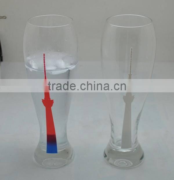 clear food grade glass cups for wine with color changing
