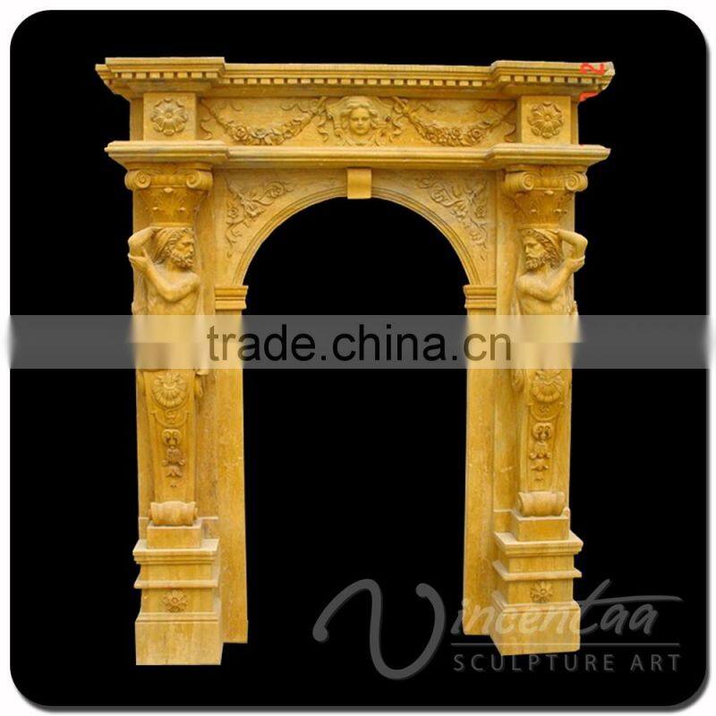 outdoor home decoration stone carving arch door marble frame with figure design