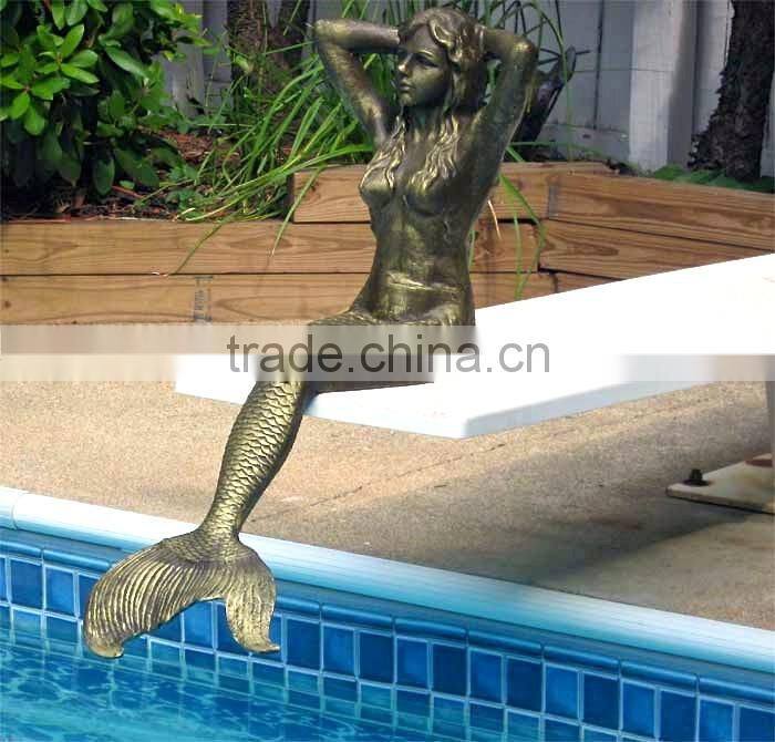 2015 hot sale mordern home decor bronze cast iron mermaid statue